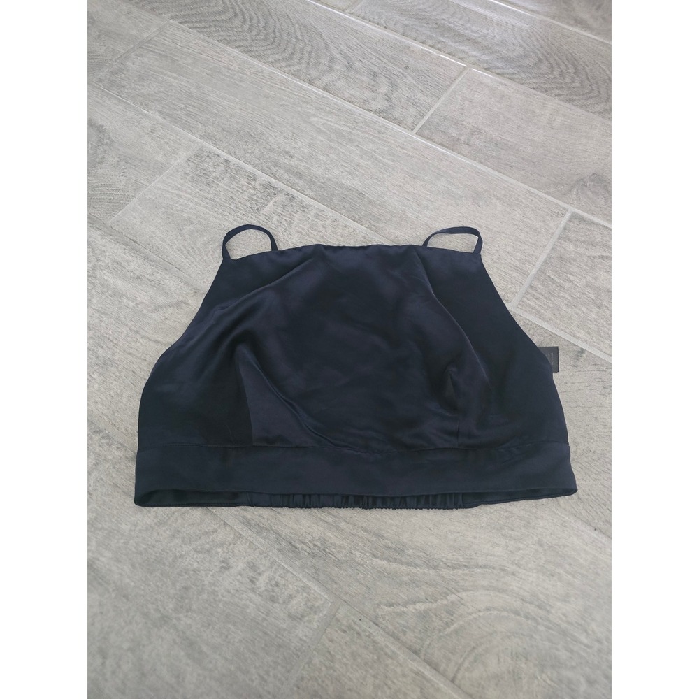 House of Harlow 1960 Navy Blue Satin High Neck Crop Top Size 8